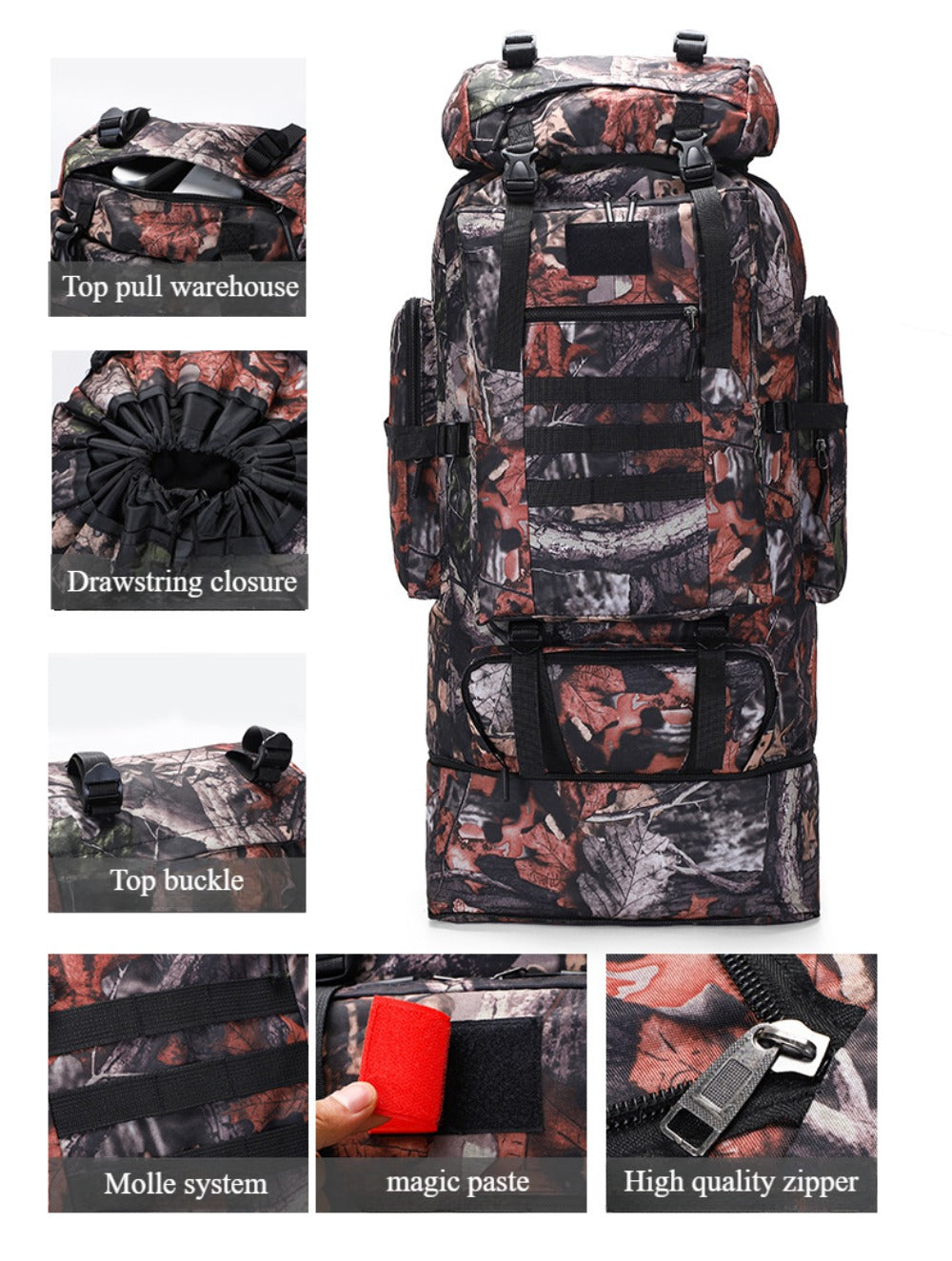 SSDH Military Backpack Molle Tactical Backpack Large 70L/100L Shelter Bag Hiking Camping Backpack