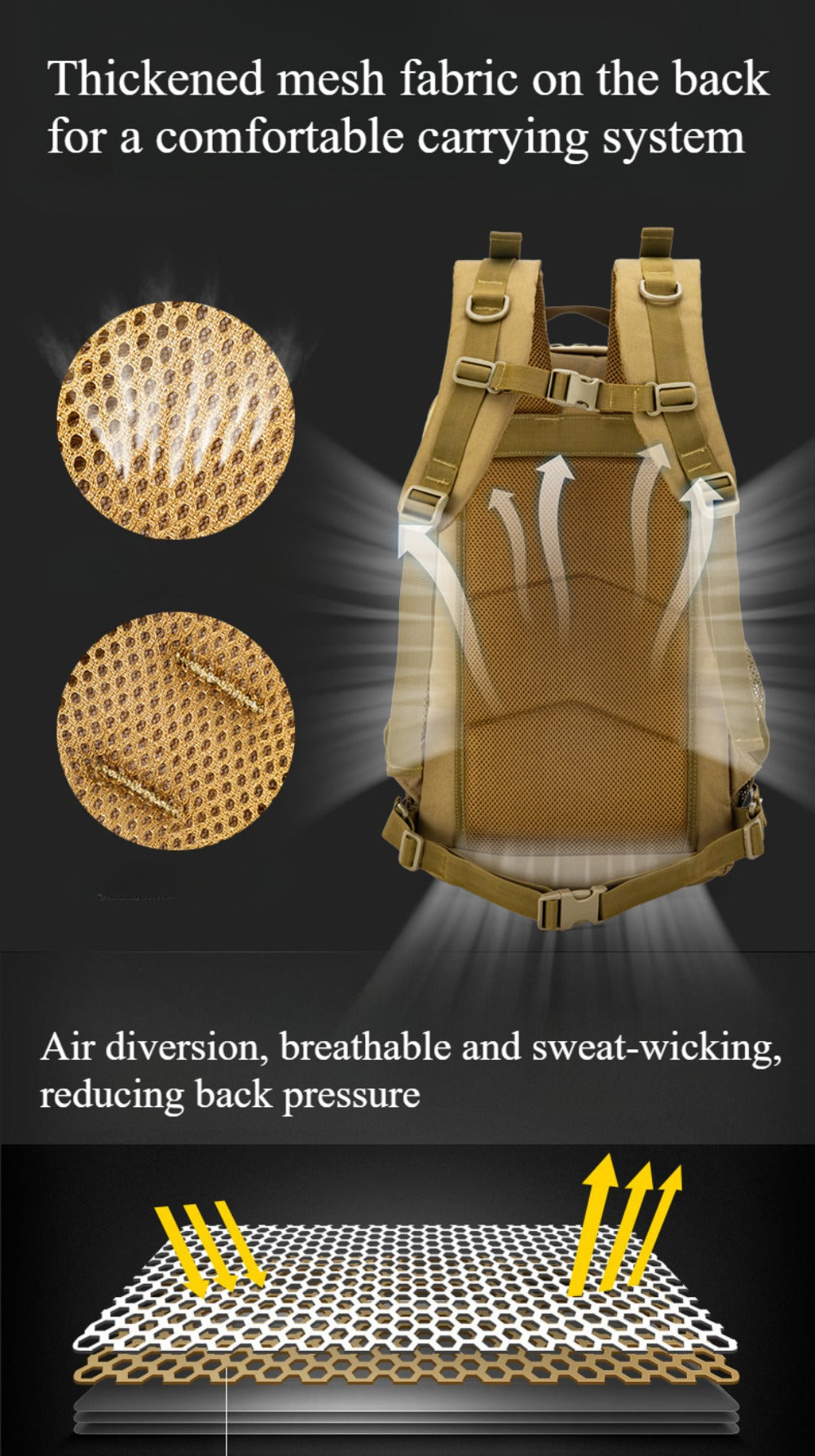 SSDH Military Tactical Backpack 30L Waterproof Large Capacity Backpack Hiking Bag Emergency Assault Bag