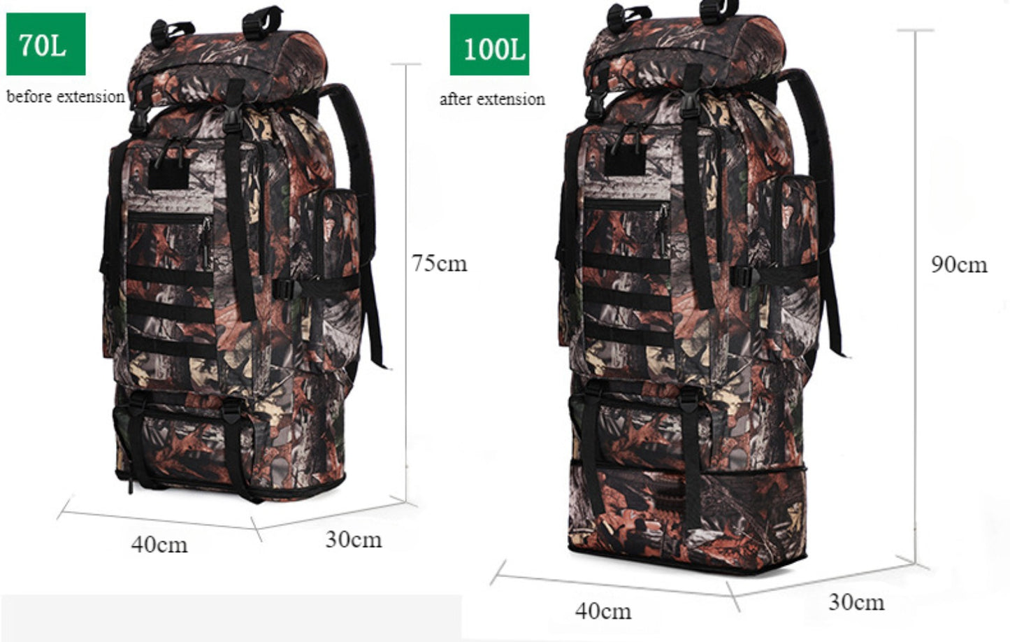SSDH Military Backpack Molle Tactical Backpack Large 70L/100L Shelter Bag Hiking Camping Backpack