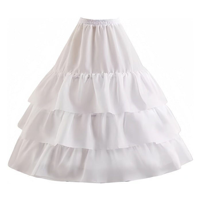 SSDH 3 Hoops Crinoline Petticoat for Women, 3 Ruffles Skirt Slips Long Underskirt for Wedding Dress Bridal Gown