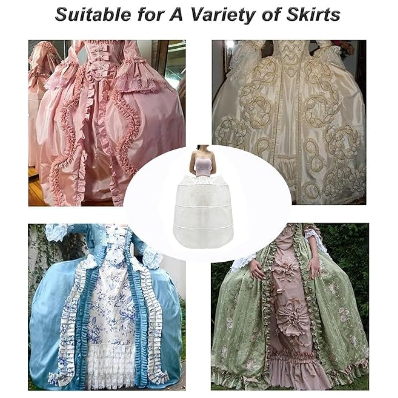 SSDH Women's Elizabeth Rococo Double Side Petticoat Crinoline Pannier for Victorian Prom Medieval Dress White