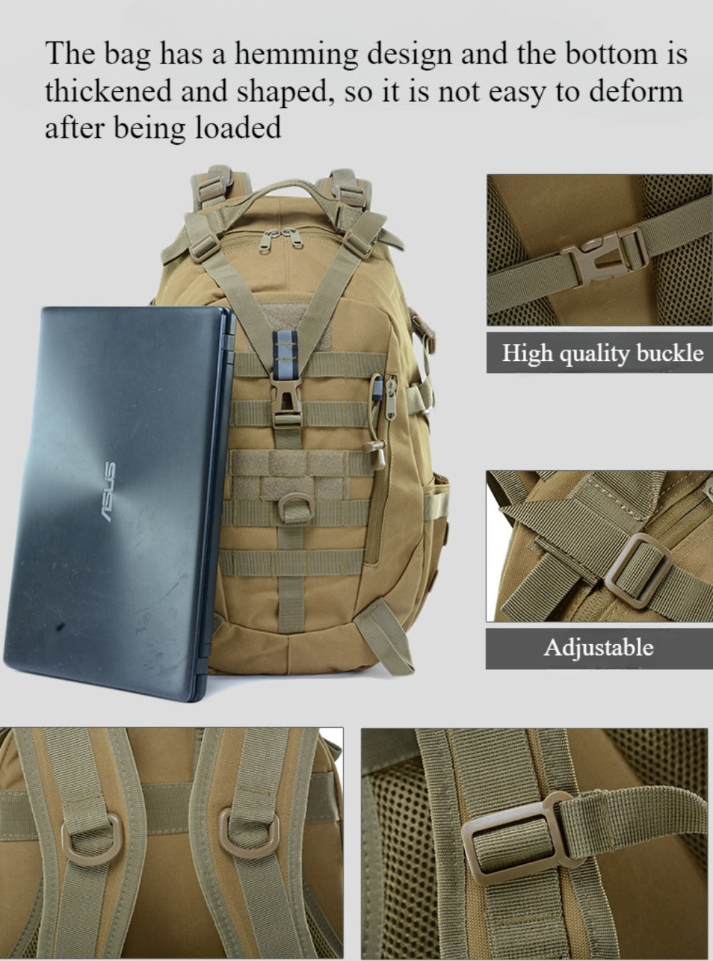 SSDH Military Backpack Multi-function Tactical Backpack Molle Loading System Military Backpack Hiking Camping Travel Outdoor Backpack