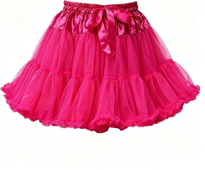 SSDH Women's Layered Puffy Petticoat Skirt, Elastic Waist Soft Tutu Tulle Skirt for Ballet Lolita Cosplay