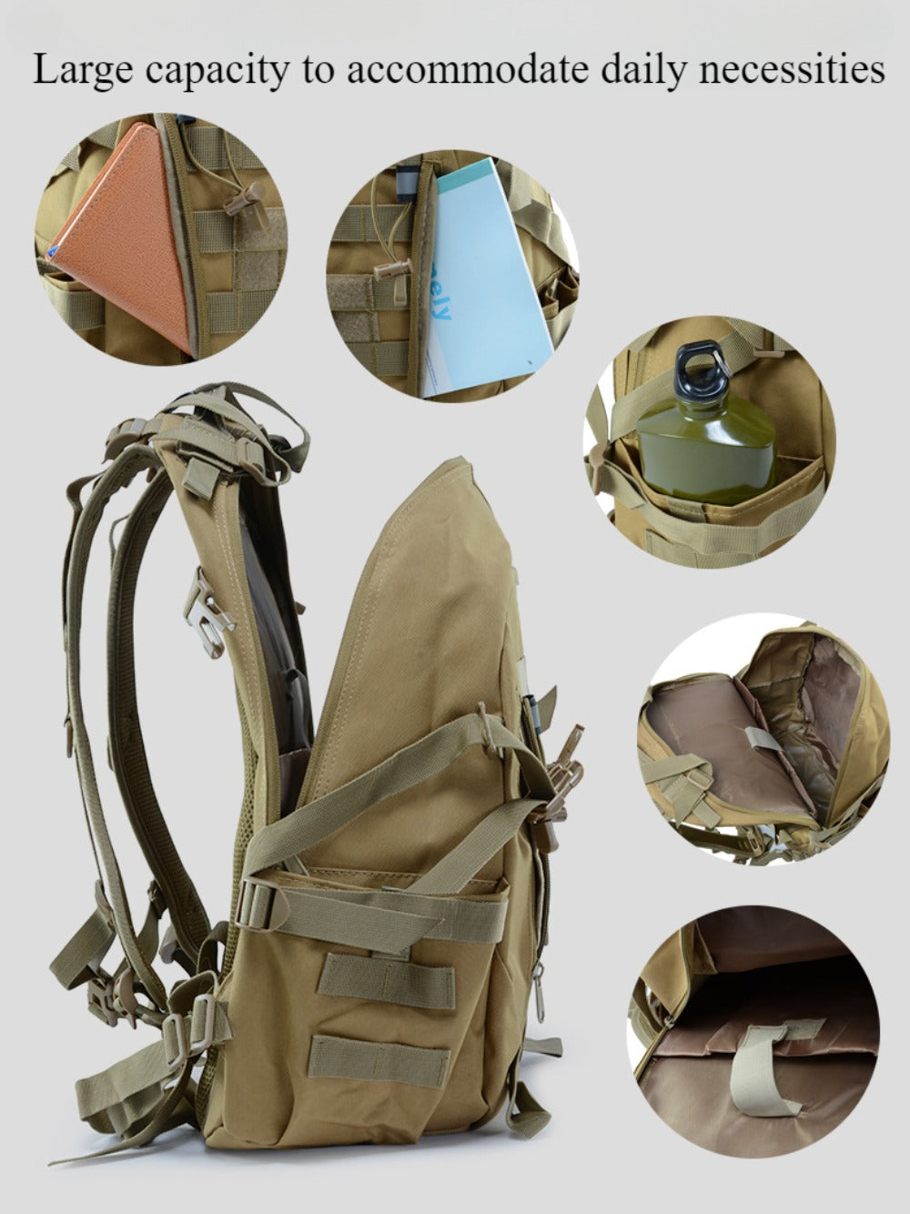 SSDH Military Backpack Multi-function Tactical Backpack Molle Loading System Military Backpack Hiking Camping Travel Outdoor Backpack