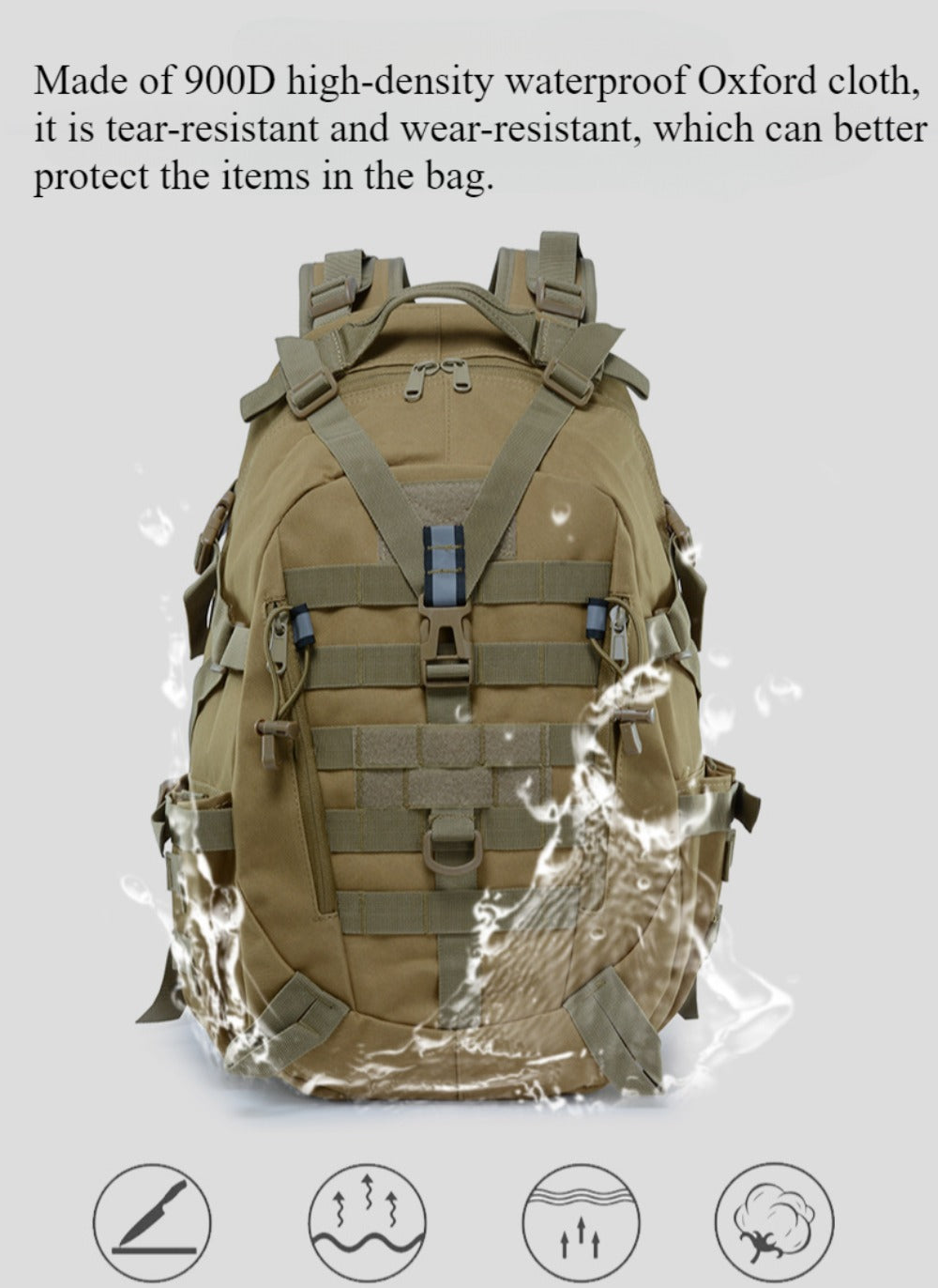SSDH Military Backpack Multi-function Tactical Backpack Molle Loading System Military Backpack Hiking Camping Travel Outdoor Backpack