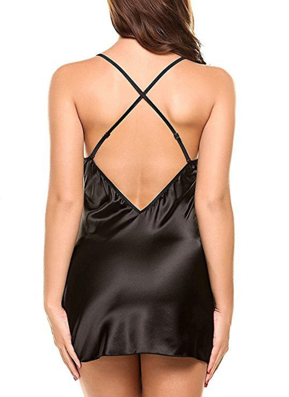 SSDH Women's Lingerie, Satin Lace Nightdress, V-Neck Sexy Nightgown