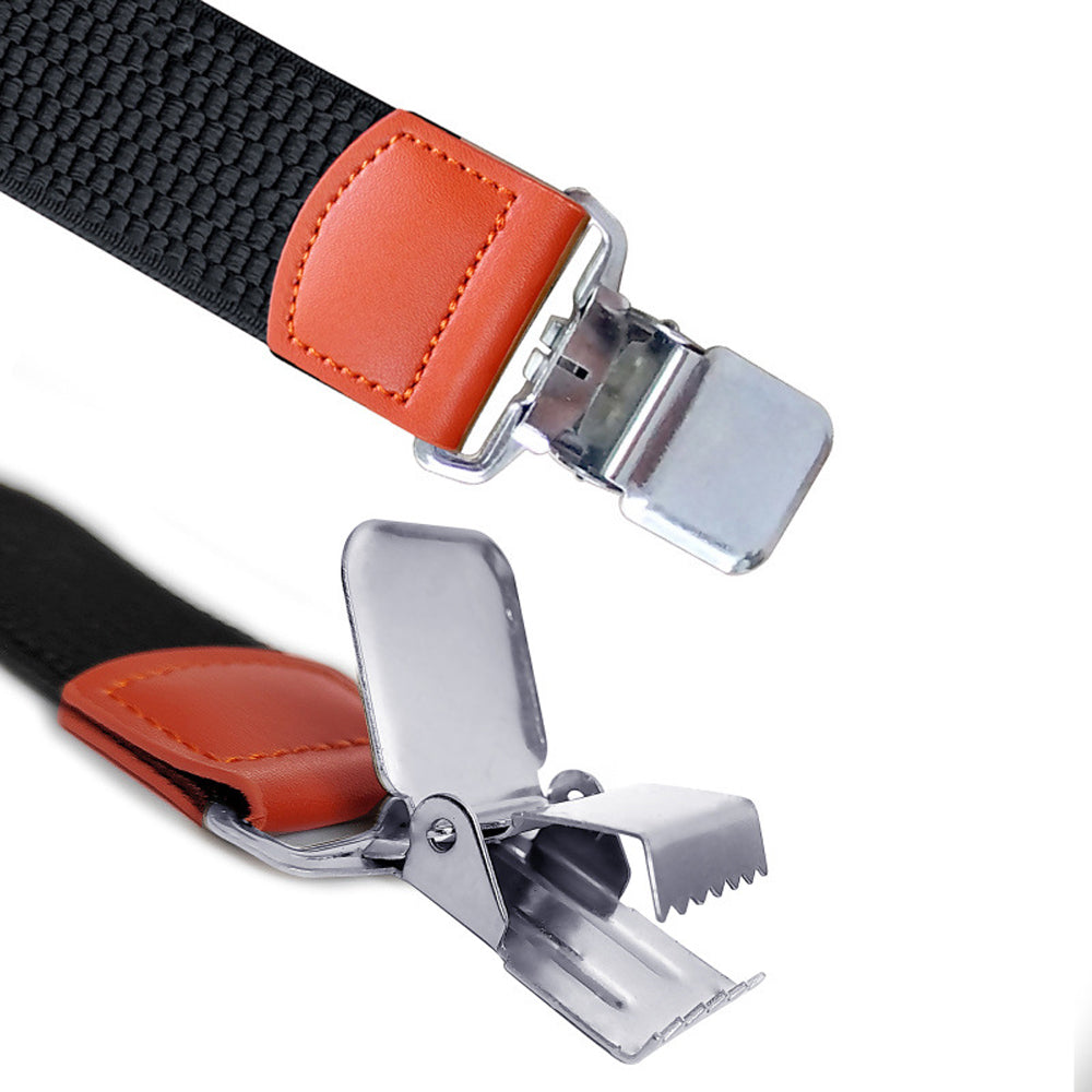 SSDH Suspenders for Men Vintage Heavy Duty 4 Clips Adjustable Elastic X Back Brace