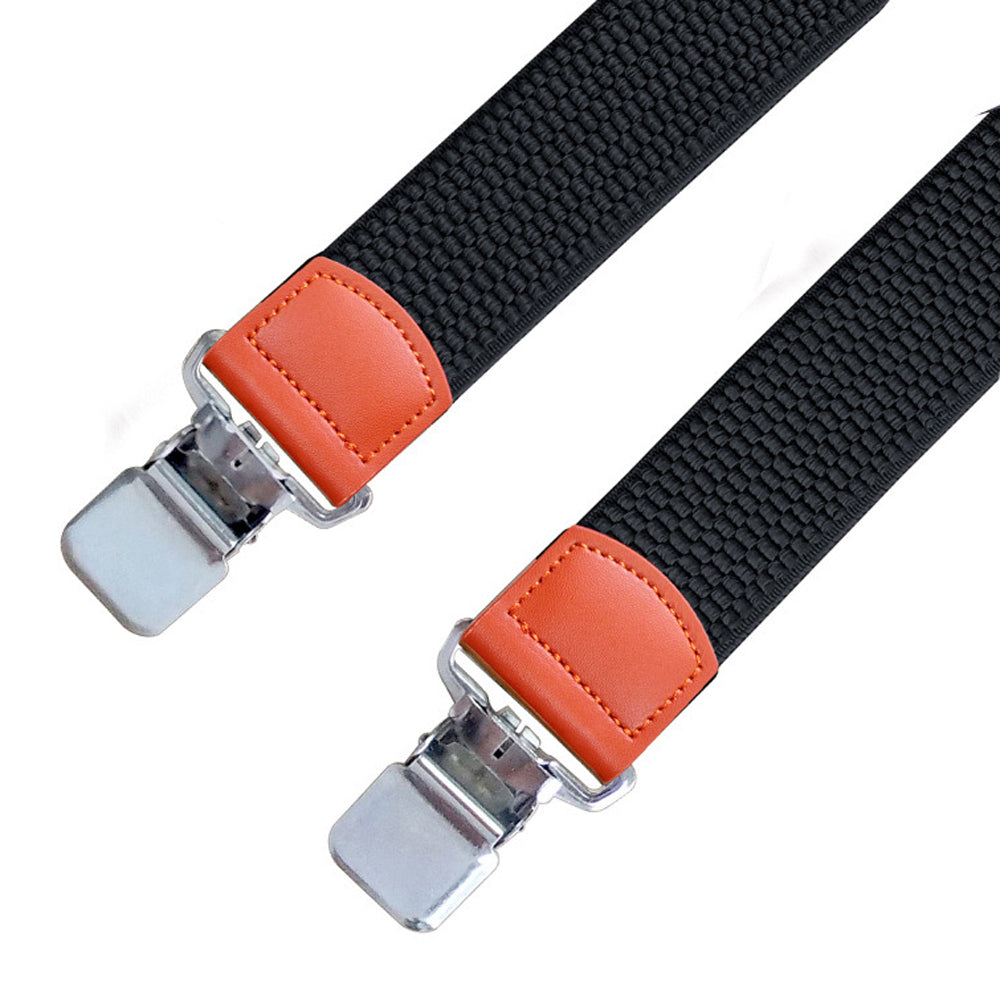 SSDH Suspenders for Men Vintage Heavy Duty 4 Clips Adjustable Elastic X Back Brace