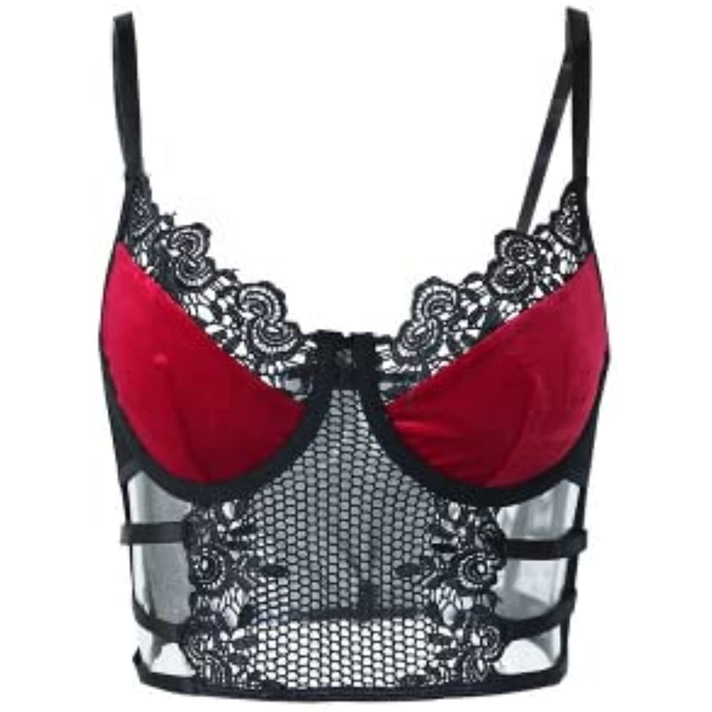 SSDH Women's Colorblock Lace Underwired Corset Sexy Gothic Bra Sling Summer Body Shaper Tank Top