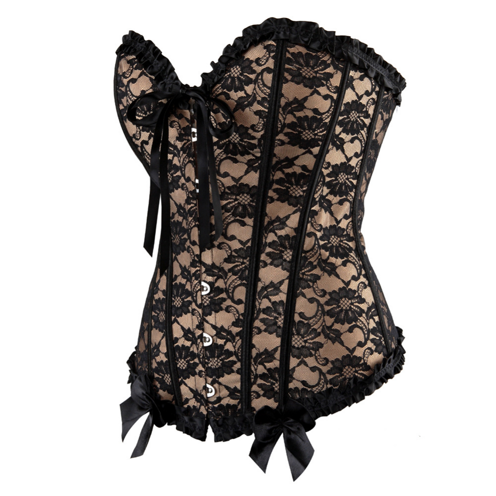 SSDH Sexy Women Fashion Lace Damask Corset Medieval Luxury Print Shapewear Lingerie Bottoming Top