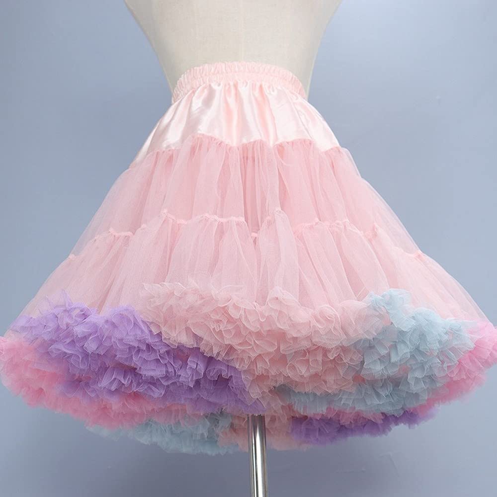 SSDH Women's Soft Puffy Petticoat Underskirt Tutu Tulle Mesh Skirt for Crinoline Lolita Dress Costume Ballet Dance