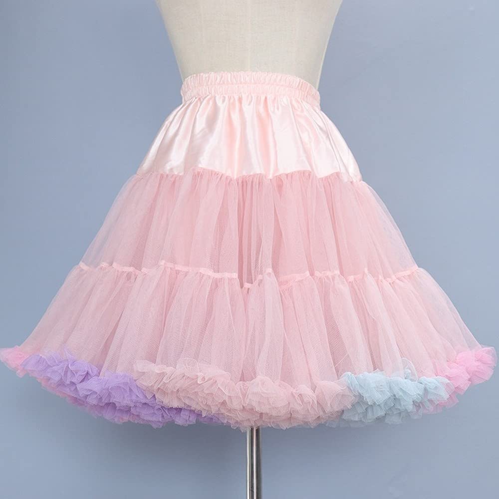 SSDH Women's Soft Puffy Petticoat Underskirt Tutu Tulle Mesh Skirt for Crinoline Lolita Dress Costume Ballet Dance
