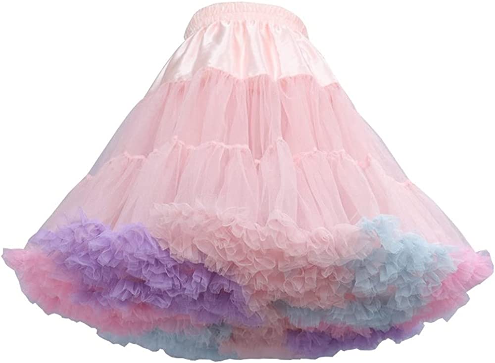 SSDH Women's Soft Puffy Petticoat Underskirt Tutu Tulle Mesh Skirt for Crinoline Lolita Dress Costume Ballet Dance