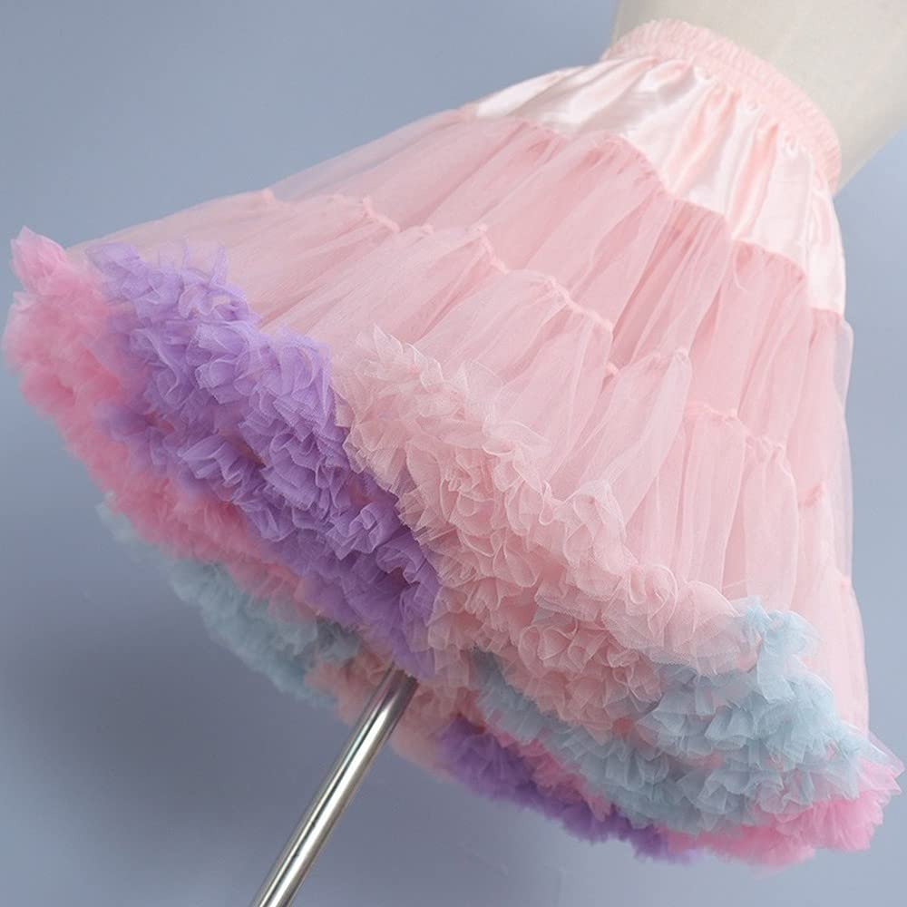 SSDH Women's Soft Puffy Petticoat Underskirt Tutu Tulle Mesh Skirt for Crinoline Lolita Dress Costume Ballet Dance