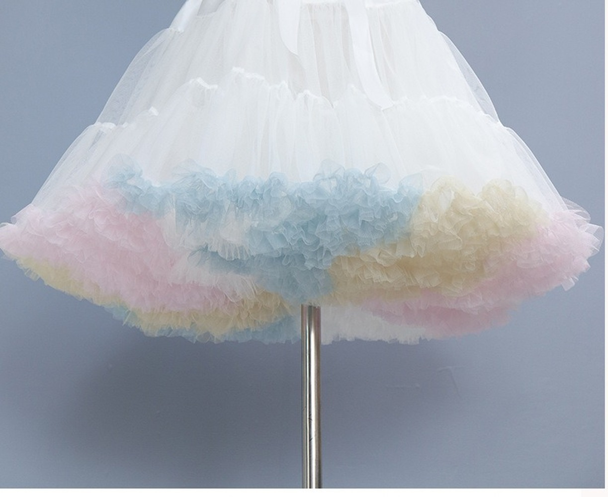 SSDH Adult Rainbow Puffy Tutu Tulle Skirt Princess Ballet Dance Pettiskirts Underskirt for Women