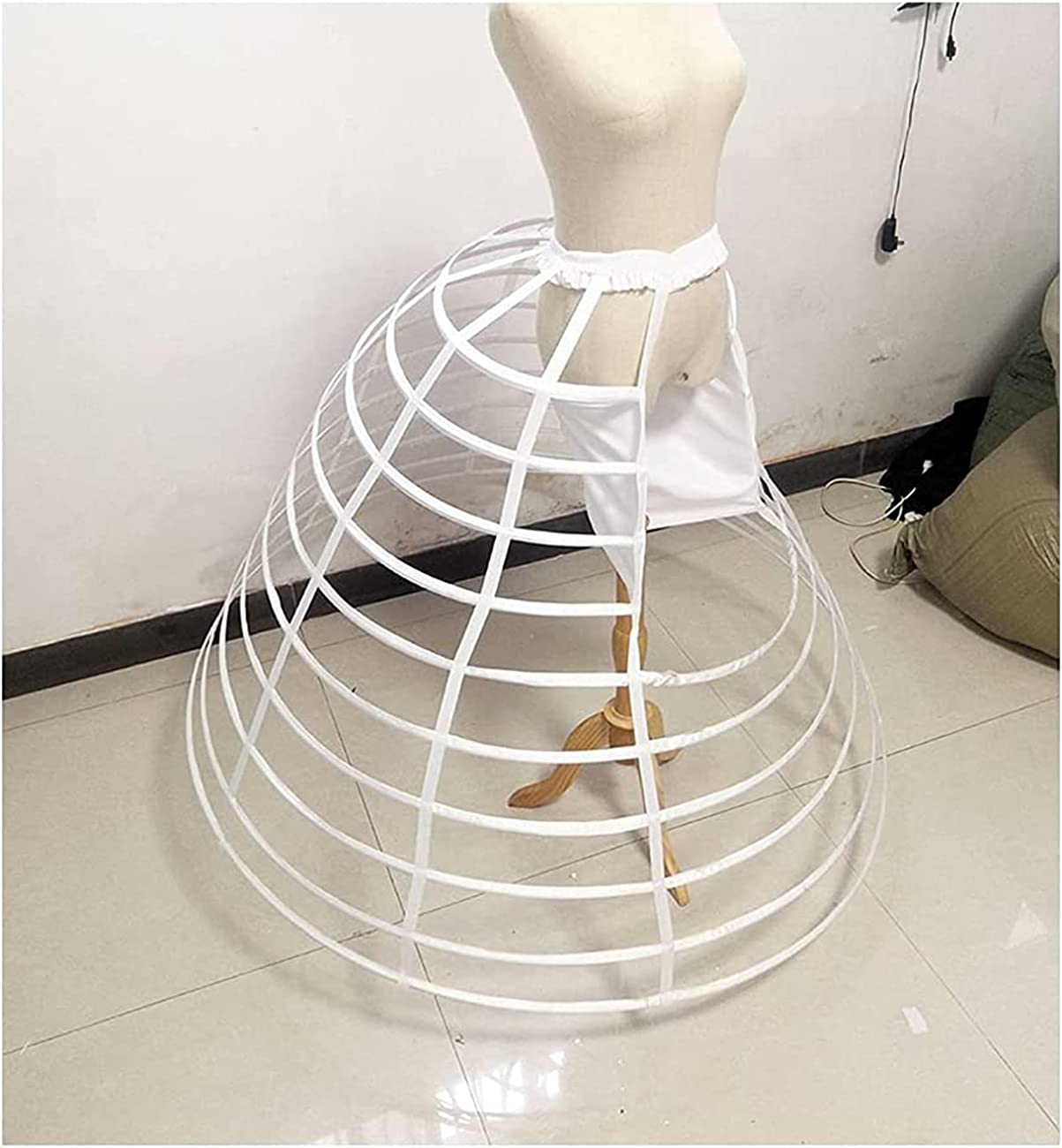 SSDH Women's Crinoline Bustle Cage Pannier Hoop Skirt Back Petticoat Skirt Victorian Vintage White