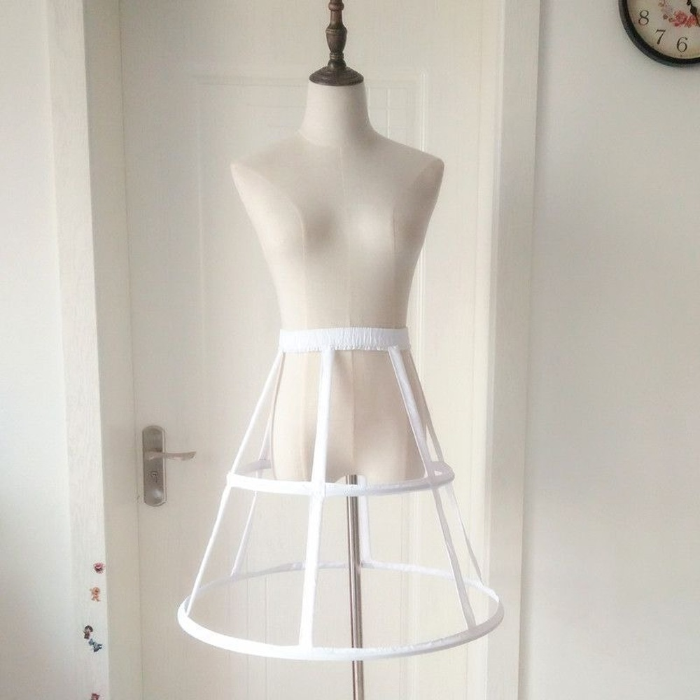 SSDH 2 Hoop Cage Skirt Crinoline Underskirt Women Girls Elastic Waistband Adjustable Pannier Petticoat
