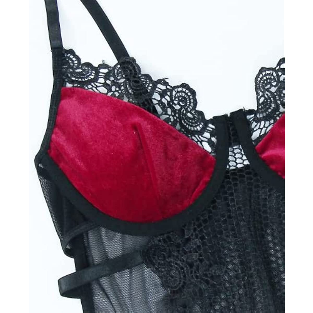 SSDH Women's Colorblock Lace Underwired Corset Sexy Gothic Bra Sling Summer Body Shaper Tank Top