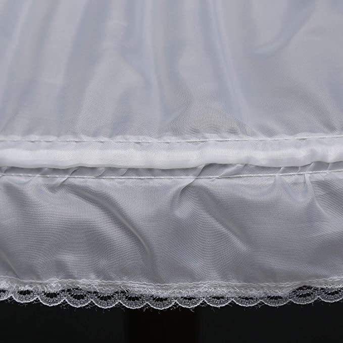 SSDH Children Princess Skirt Petticoat Girls Wedding Dress with Hoop Skirts Accessories Drawstring Adjustable Waist Lining White