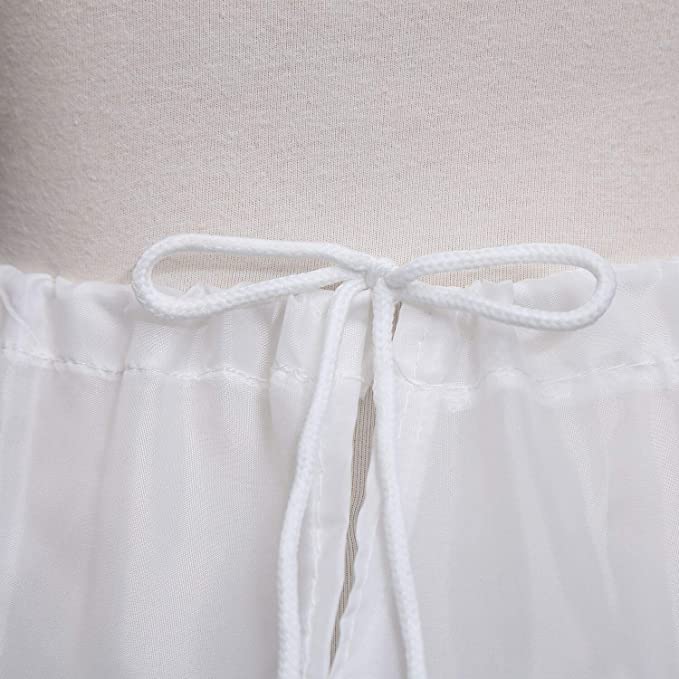 SSDH Children Princess Skirt Petticoat Girls Wedding Dress with Hoop Skirts Accessories Drawstring Adjustable Waist Lining White