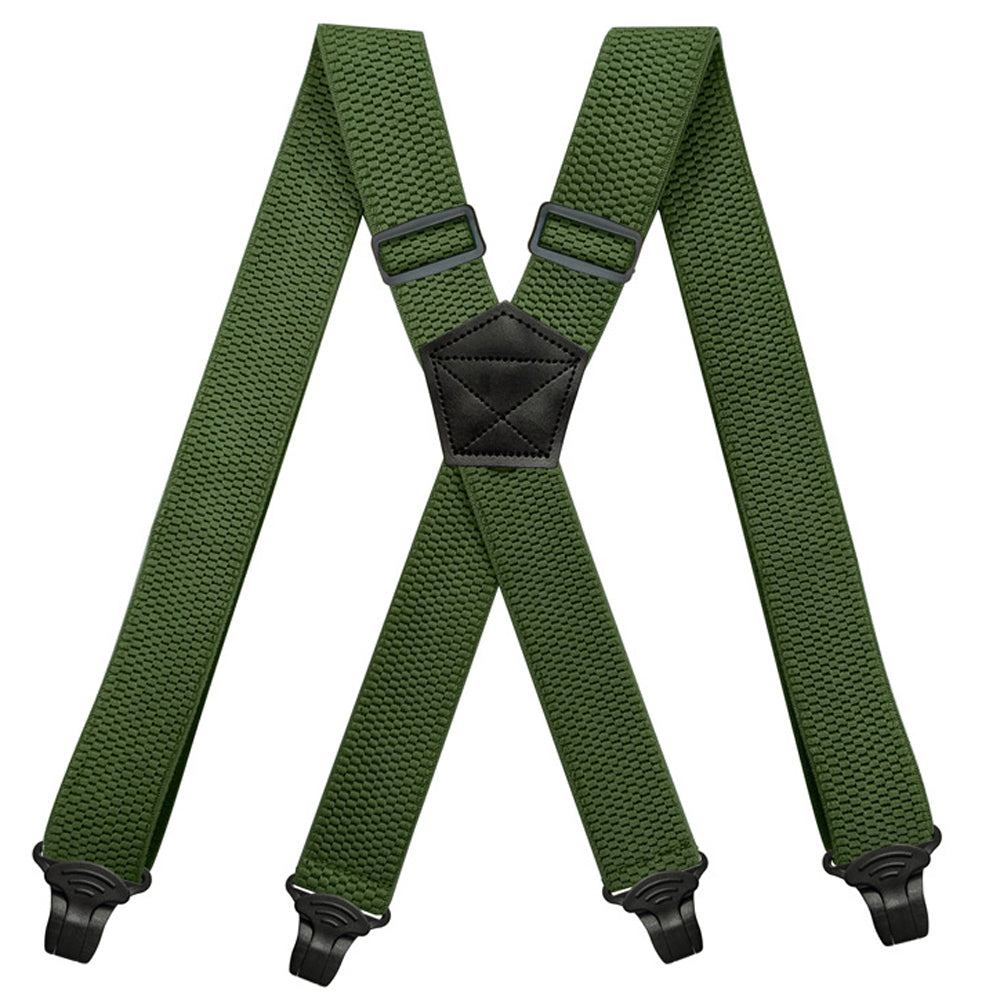 SSDH Mens Suspenders Very Strong 1 1/2" Wide 4 Plastic Clips Heavy Duty Braces X Style Adjustable Suspenders