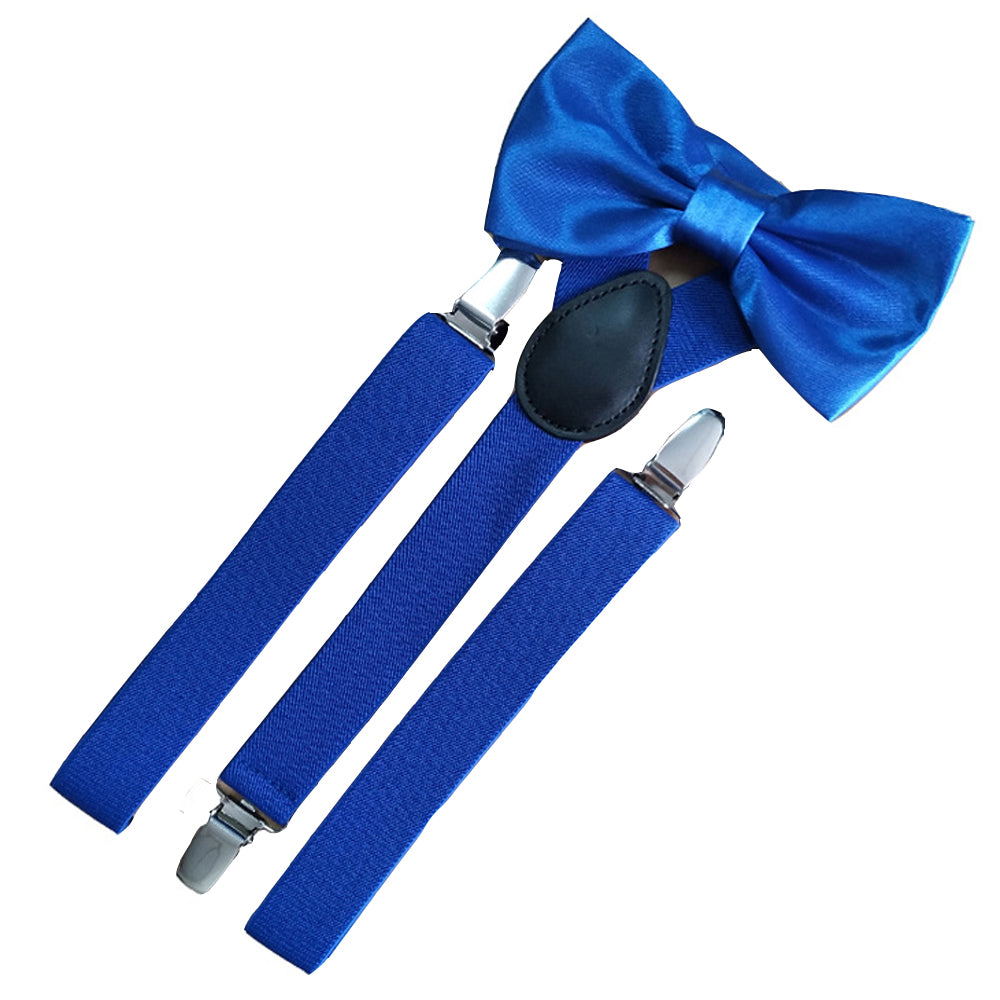 SSDH Mens Suspenders and Bow Adjustable with Strong Clips Elastic Y Back Style Suspender Bowties for Wedding , Formal Events