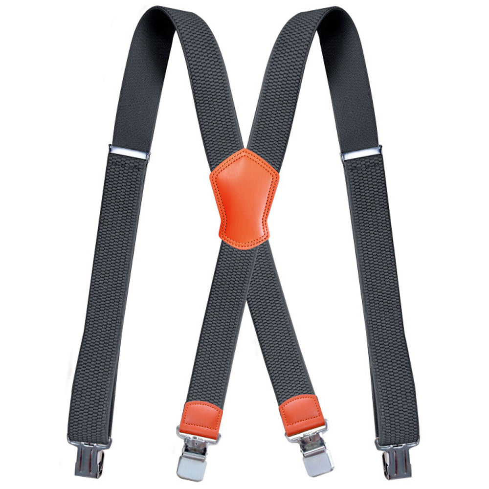 SSDH Suspenders for Men Vintage Heavy Duty 4 Clips Adjustable Elastic X Back Brace