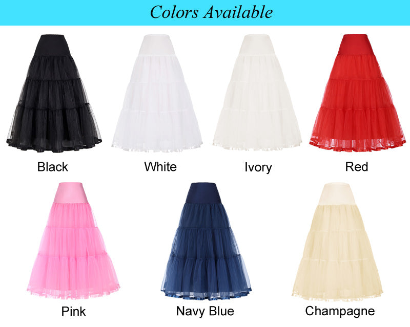 SSDH Long Petticoat Ruffled Crinoline Vintage Wedding Bridal Petticoat for Wedding Dresses Underskirt Rockabilly Tutu