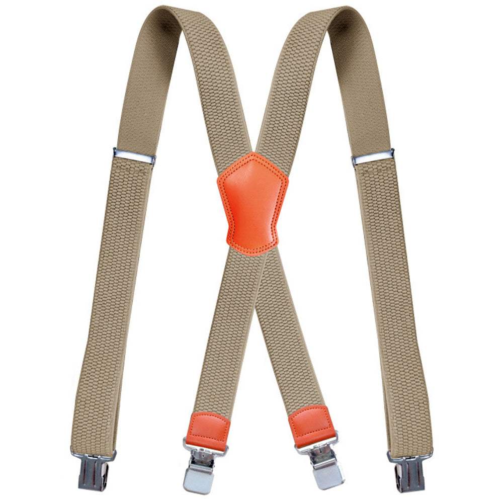 SSDH Suspenders for Men Vintage Heavy Duty 4 Clips Adjustable Elastic X Back Brace