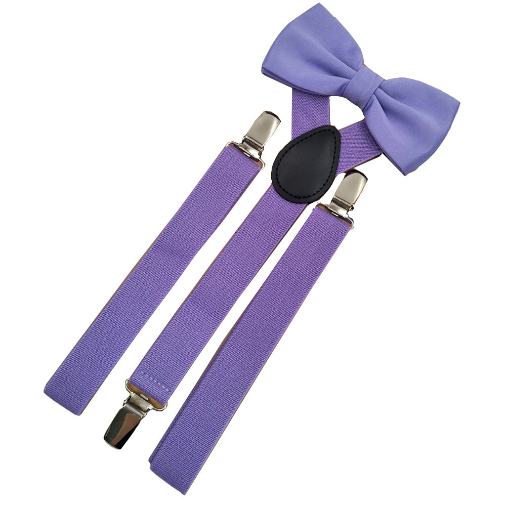 SSDH Mens Suspenders and Bow Adjustable with Strong Clips Elastic Y Back Style Suspender Bowties for Wedding , Formal Events
