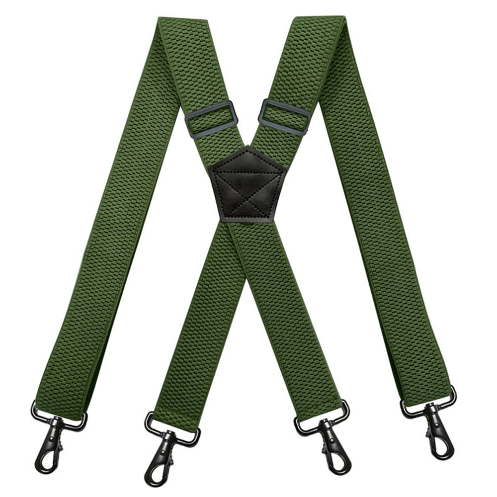 SSDH Suspenders for Men Vintage Heavy Duty 4 Swivel Hook for Belt Loops Adjustable X Back
