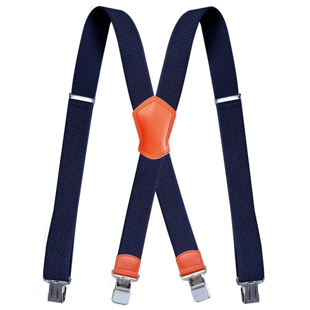 SSDH Suspenders for Men Vintage Heavy Duty 4 Clips Adjustable Elastic X Back Brace