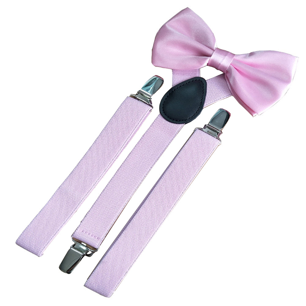 SSDH Mens Suspenders and Bow Adjustable with Strong Clips Elastic Y Back Style Suspender Bowties for Wedding , Formal Events