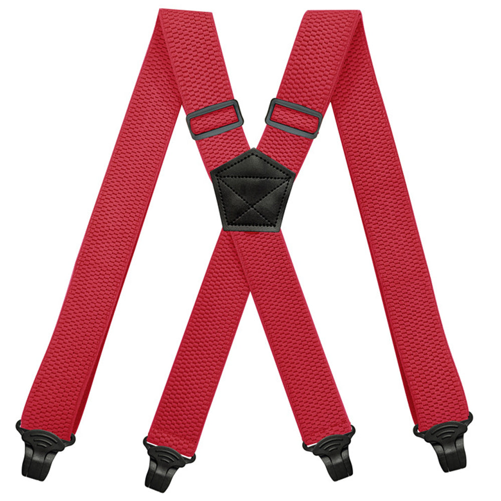 SSDH Mens Suspenders Very Strong 1 1/2" Wide 4 Plastic Clips Heavy Duty Braces X Style Adjustable Suspenders
