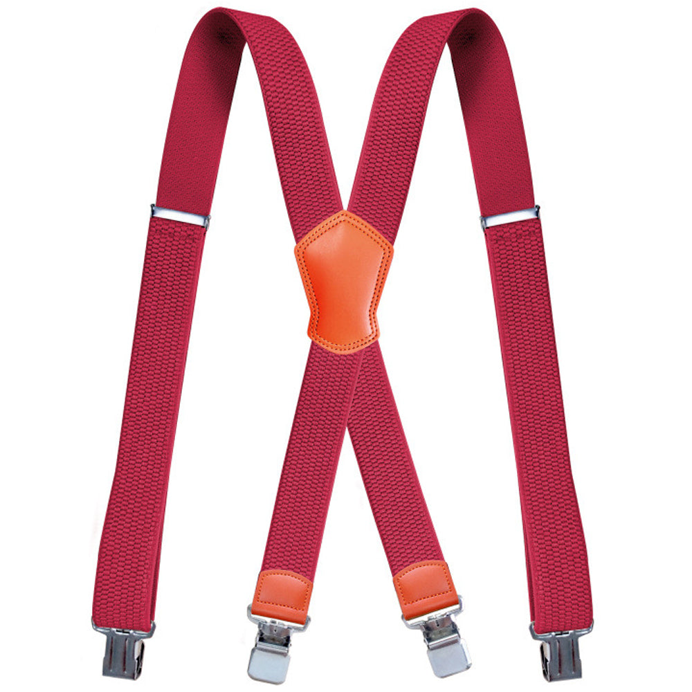 SSDH Suspenders for Men Vintage Heavy Duty 4 Clips Adjustable Elastic X Back Brace