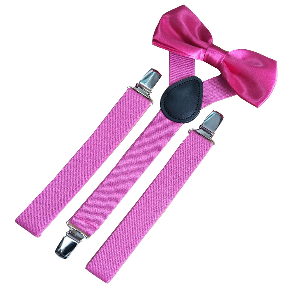 SSDH Mens Suspenders and Bow Adjustable with Strong Clips Elastic Y Back Style Suspender Bowties for Wedding , Formal Events