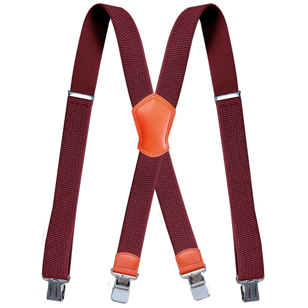 SSDH Suspenders for Men Vintage Heavy Duty 4 Clips Adjustable Elastic X Back Brace