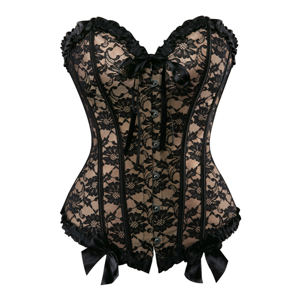 SSDH Sexy Women Fashion Lace Damask Corset Medieval Luxury Print Shapewear Lingerie Bottoming Top