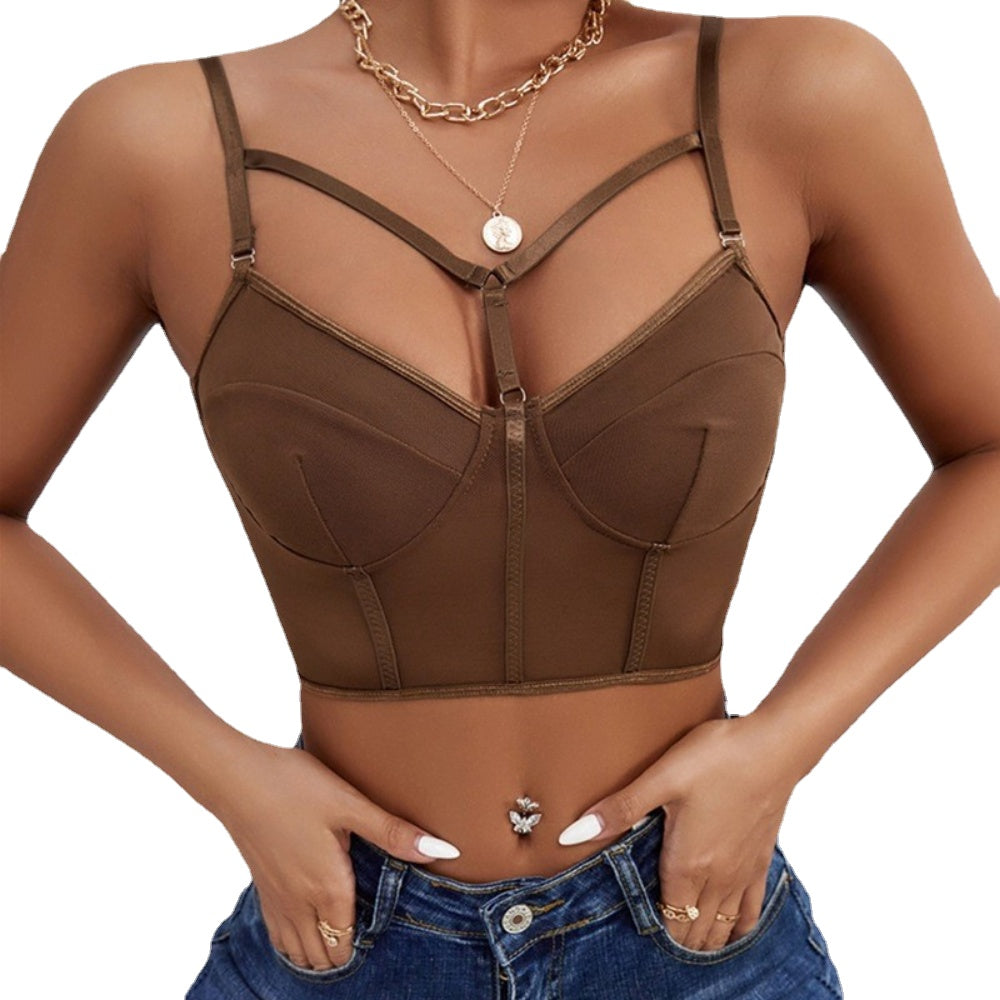 SSDH Women's Lace Sheer Sling Corset Fishbone Wrap Camisole Nightclub Everyday Sling Bra