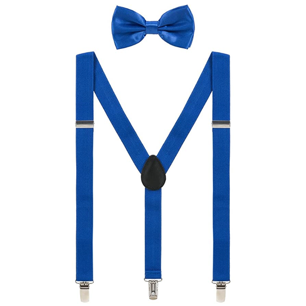 SSDH Mens Suspenders and Bow Adjustable with Strong Clips Elastic Y Back Style Suspender Bowties for Wedding , Formal Events