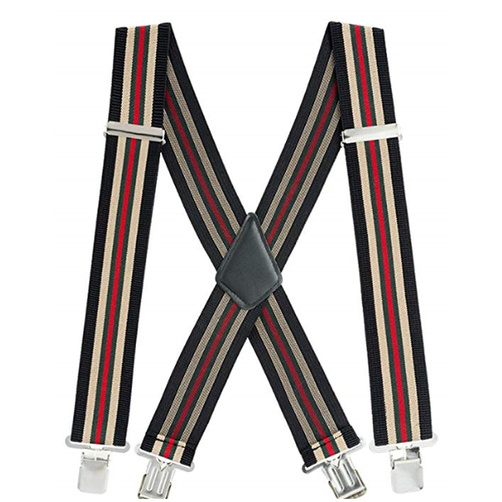 SSHD Men's Suspenders X-Back 2" Wide Adjustable Elastic Heavy Duty Clip Suspenders for Men Women