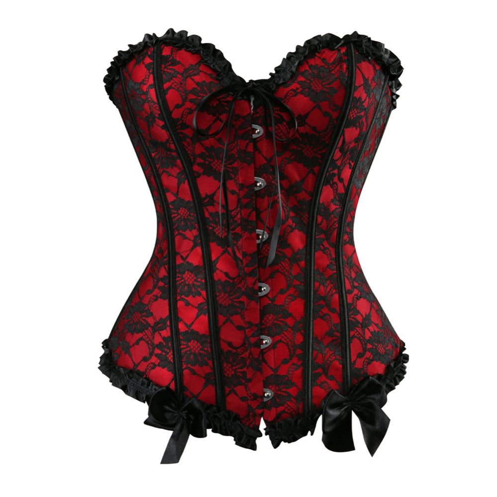 SSDH Sexy Women Fashion Lace Damask Corset Medieval Luxury Print Shapewear Lingerie Bottoming Top