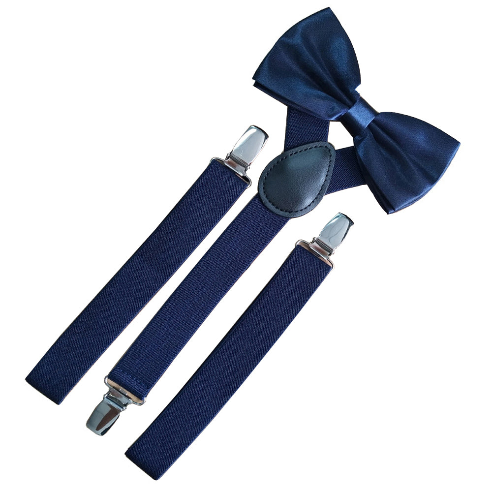 SSDH Mens Suspenders and Bow Adjustable with Strong Clips Elastic Y Back Style Suspender Bowties for Wedding , Formal Events