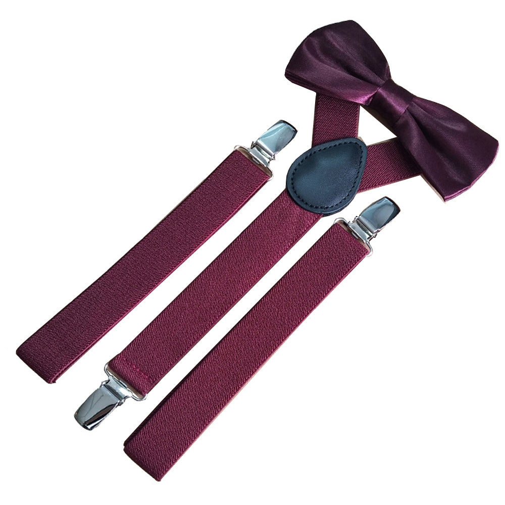 SSDH Mens Suspenders and Bow Adjustable with Strong Clips Elastic Y Back Style Suspender Bowties for Wedding , Formal Events