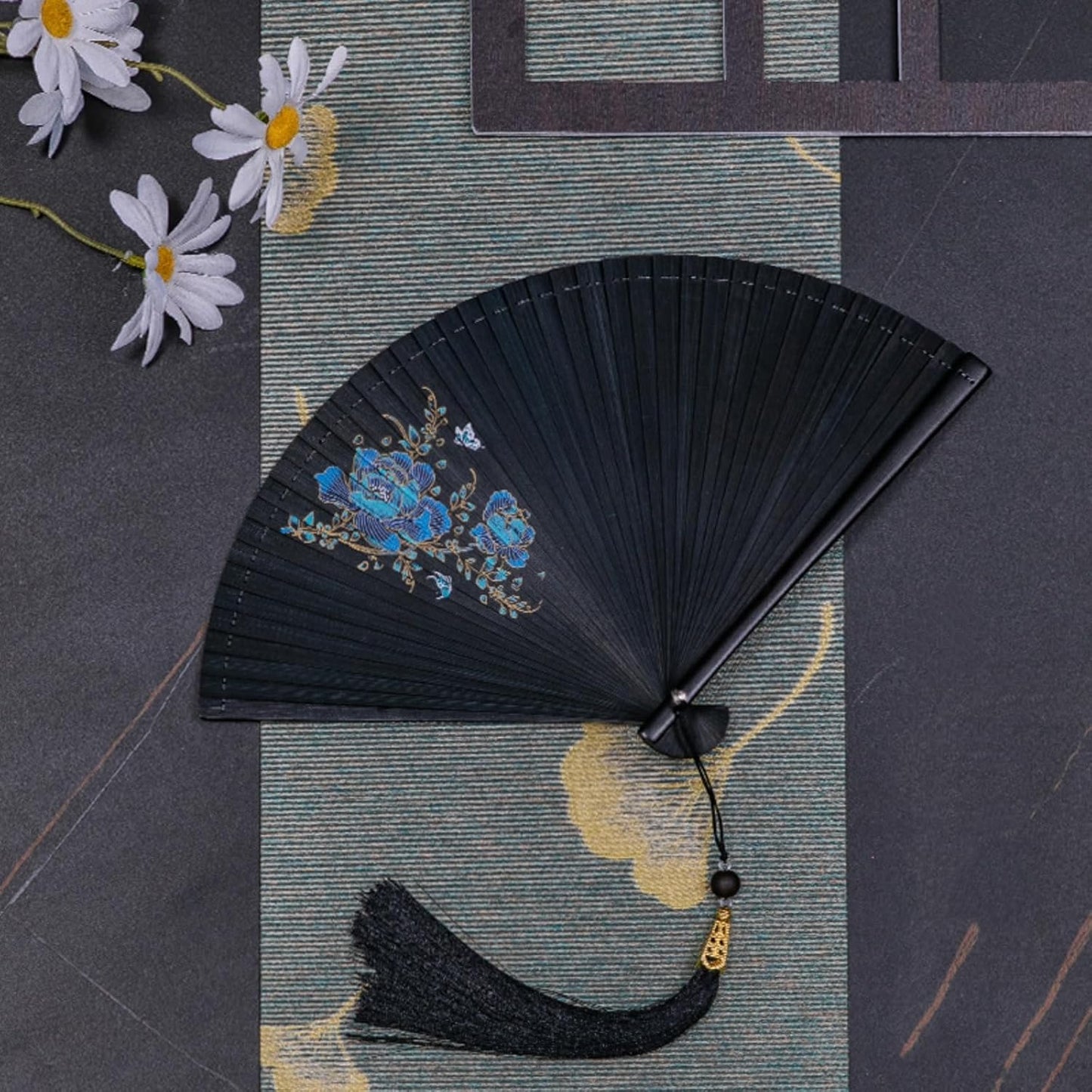 SSDH Bamboo Foldable Hand Fan, Handheld Folding Fan for Women