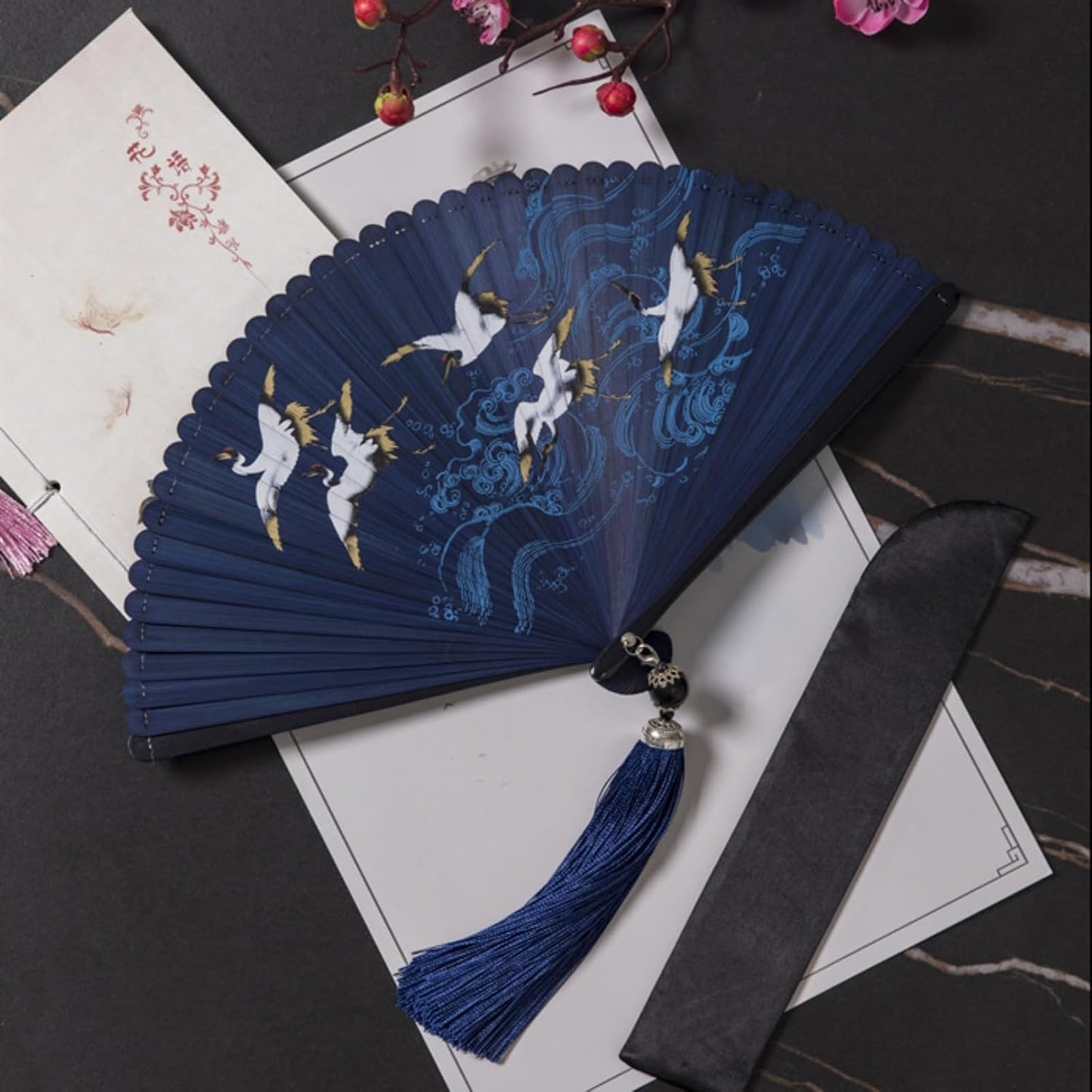 SSDH Bamboo Foldable Hand Fan, Handheld Folding Fan for Women