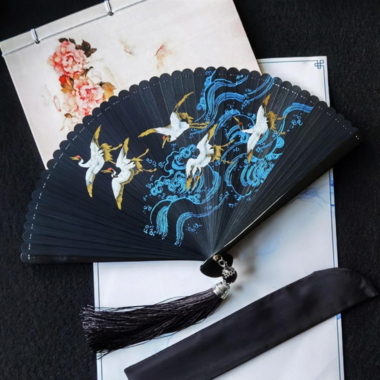 SSDH Bamboo Foldable Hand Fan, Handheld Folding Fan for Women