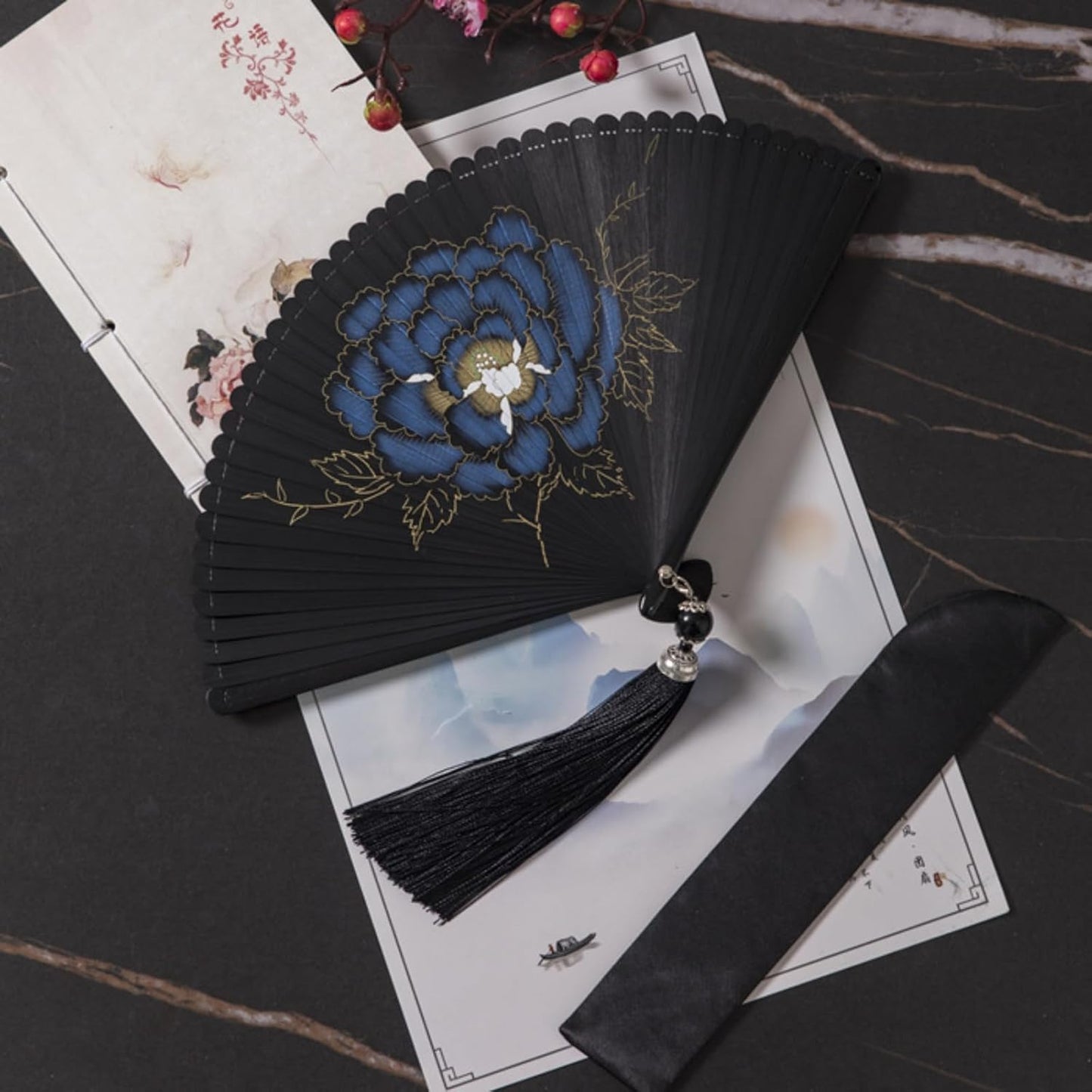 SSDH Bamboo Foldable Hand Fan, Handheld Folding Fan for Women