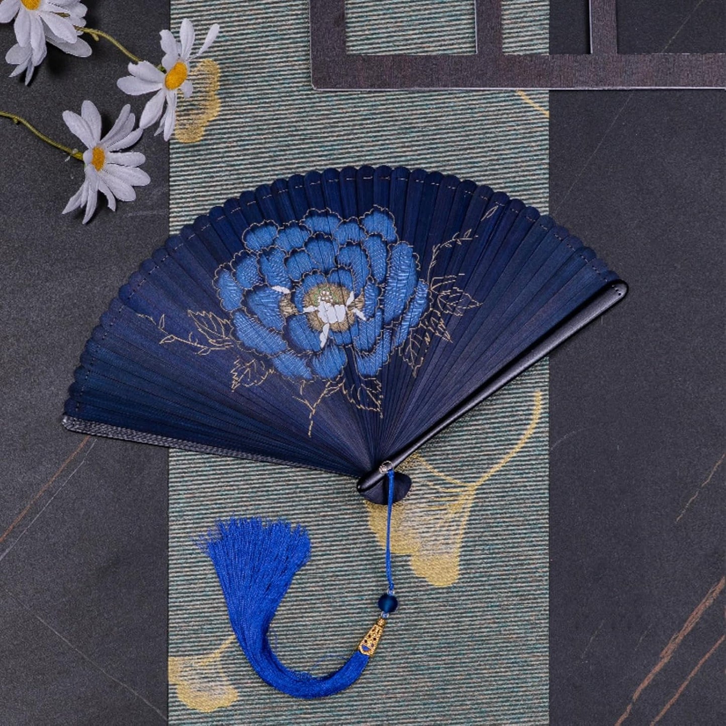 SSDH Bamboo Foldable Hand Fan, Handheld Folding Fan for Women