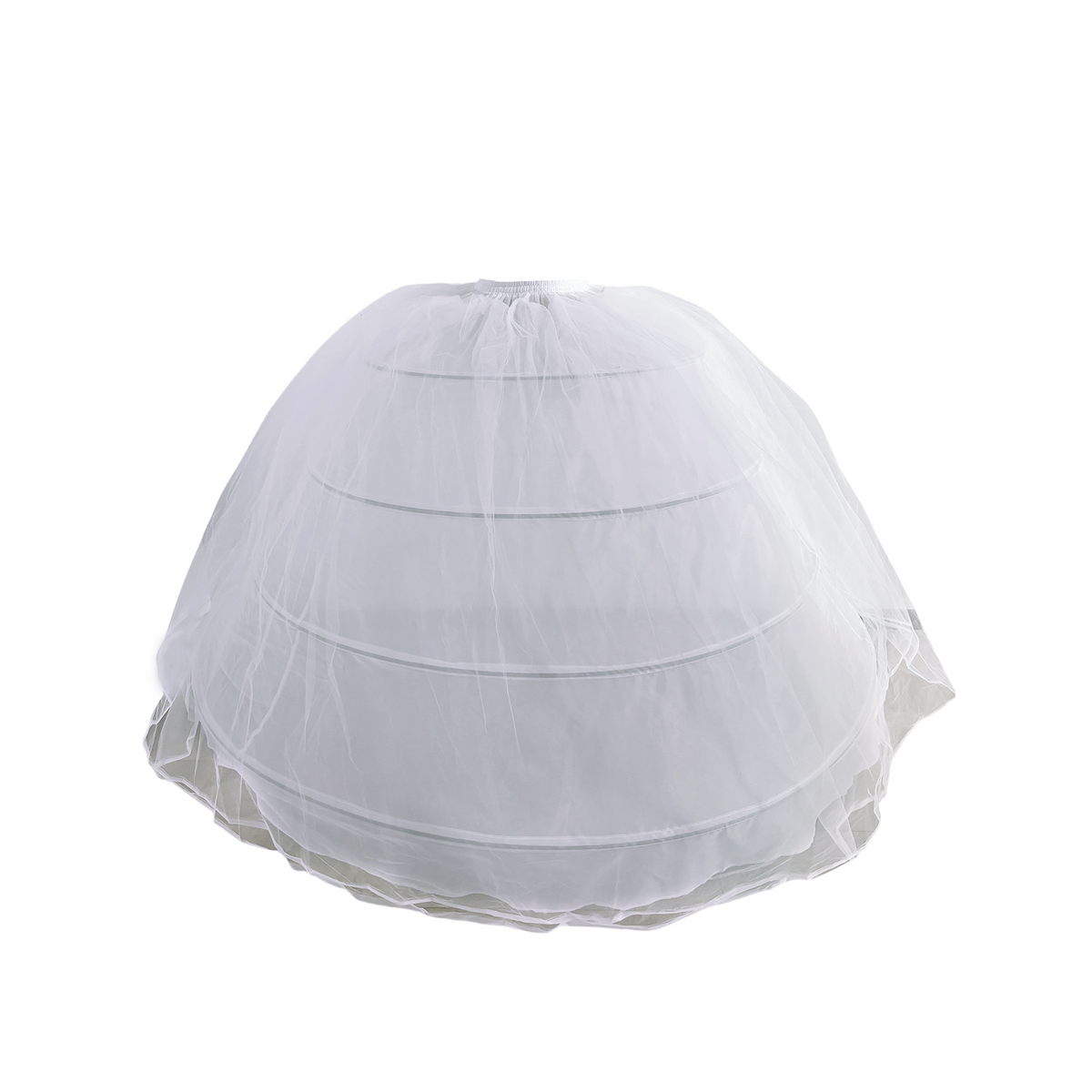 SSDH 2 Tulle Layers Puffy Crinoline Petticoat for Women White Adjustable Waist Petticoat Skirt Slips Long Underskirt for Wedding Dress Bridal Gown